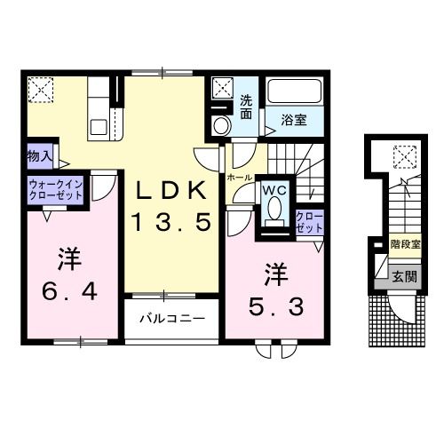 八代市古閑中町のアパートの間取り