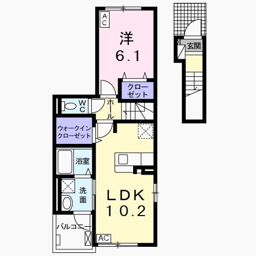 岐阜市茜部菱野のアパートの間取り