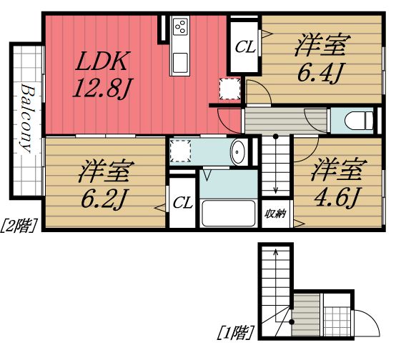 千葉市中央区都町のアパートの間取り