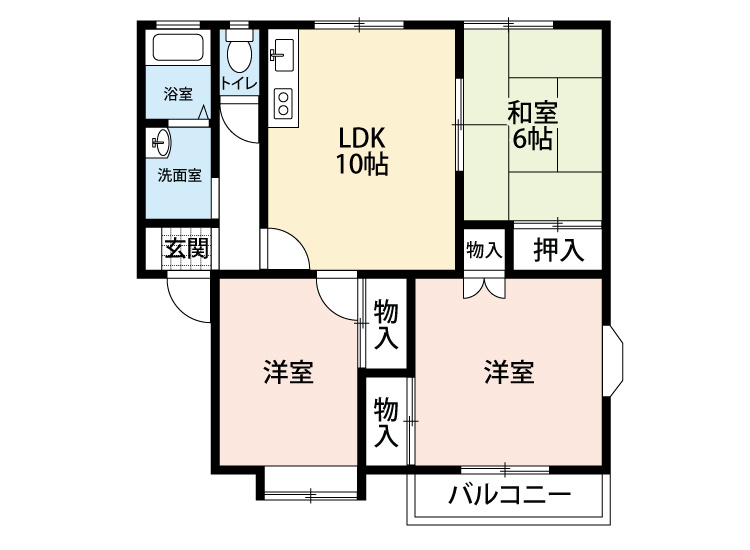 北九州市小倉南区下城野のアパートの間取り