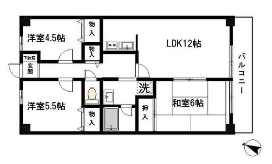 川越市南大塚のマンションの間取り