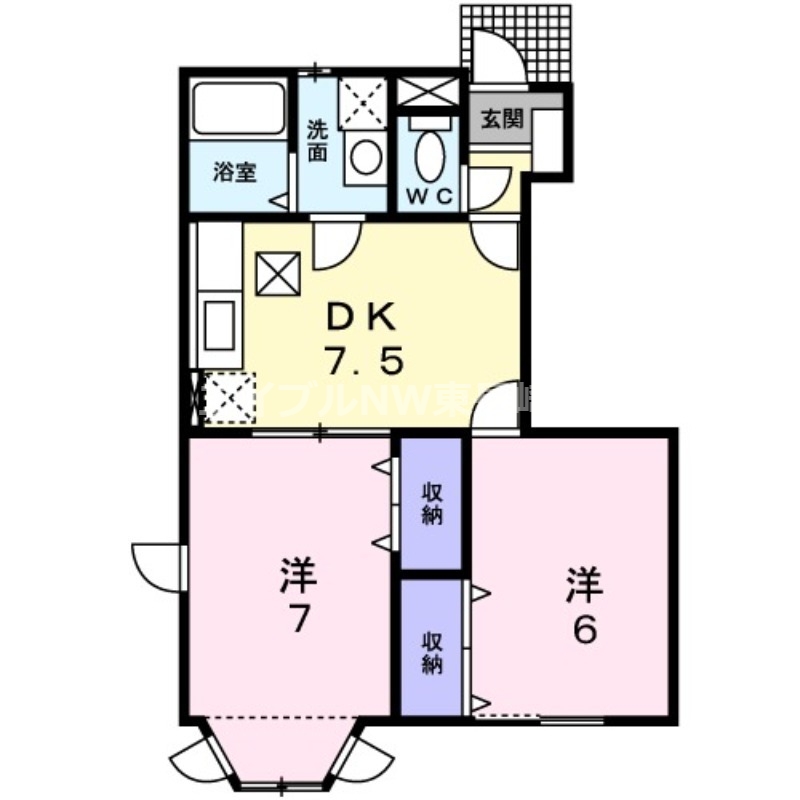 リバーサイド　カーサBの間取り