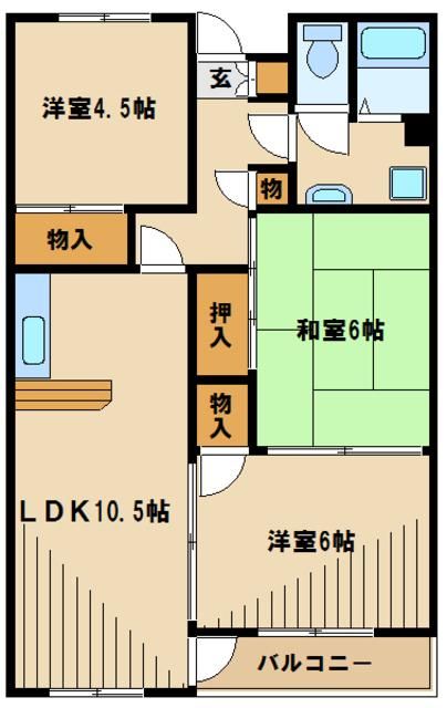 狭山市大字東三ツ木のマンションの間取り