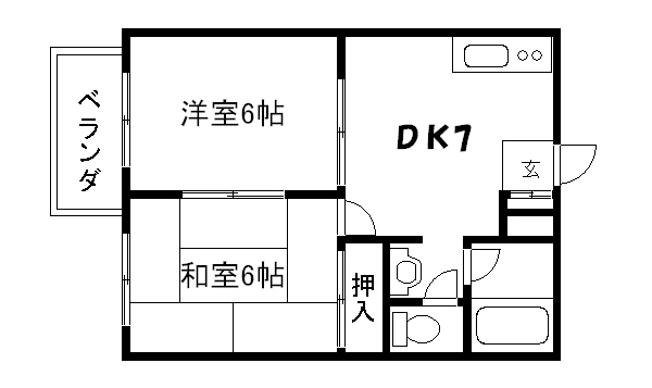 京都市上京区北猪熊町のアパートの間取り