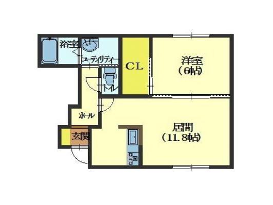 函館市八幡町のアパートの間取り