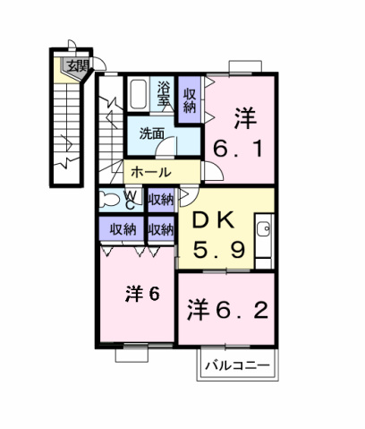 廿日市市塩屋のアパートの間取り