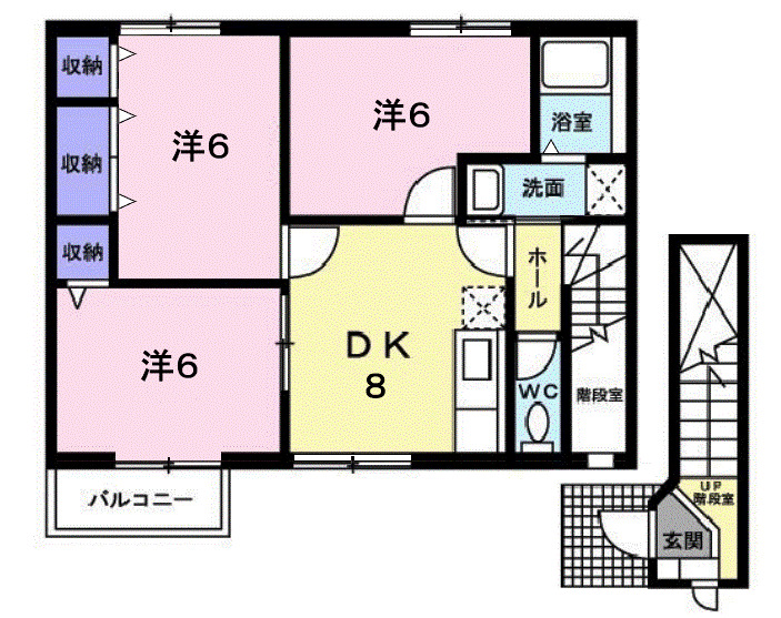 福山市加茂町のアパートの間取り