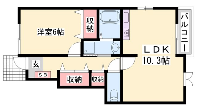 プラシード和上郡Ｂの間取り