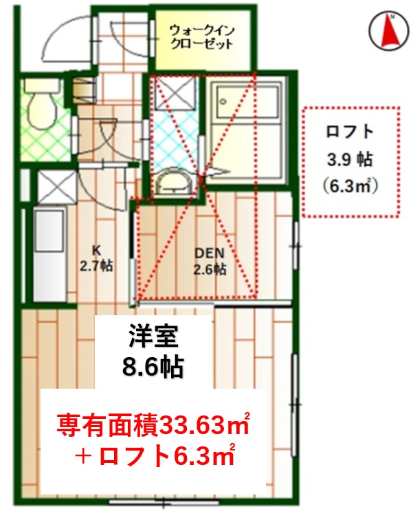 都営大江戸線 牛込柳町駅 徒歩3分 4階建 築16年の間取り写真