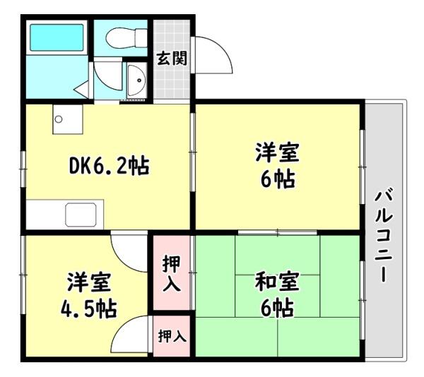 寝屋川市大利町のアパートの間取り