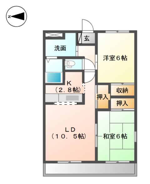 姫路市御国野町国分寺のアパートの間取り