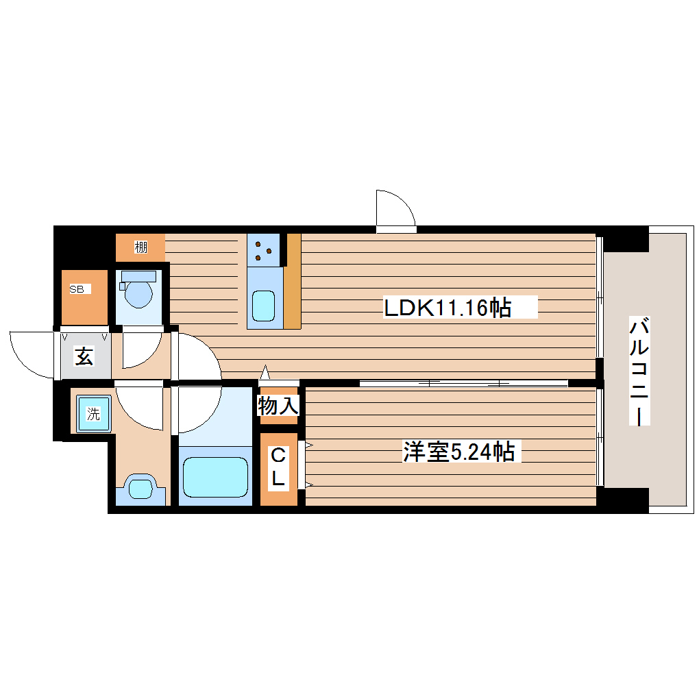 仙台市若林区卸町のマンションの間取り