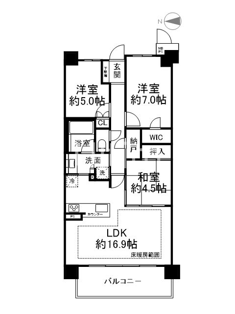 ライオンズ嵯峨天龍寺若宮西の邸の間取り