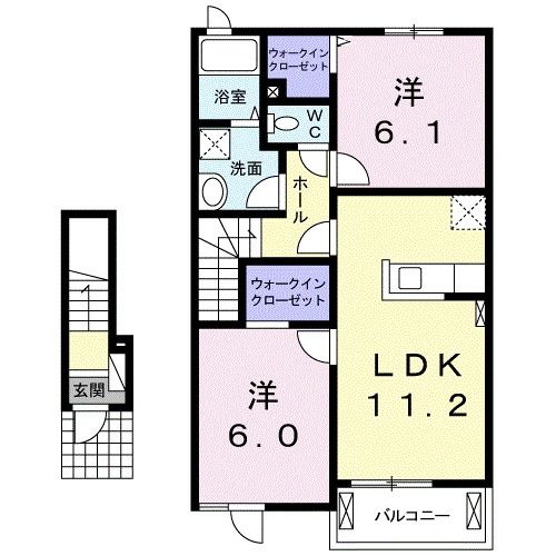 栗原市築館のアパートの間取り