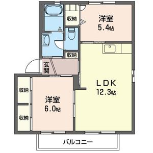 アーバン日高B　シャーメゾンの間取り