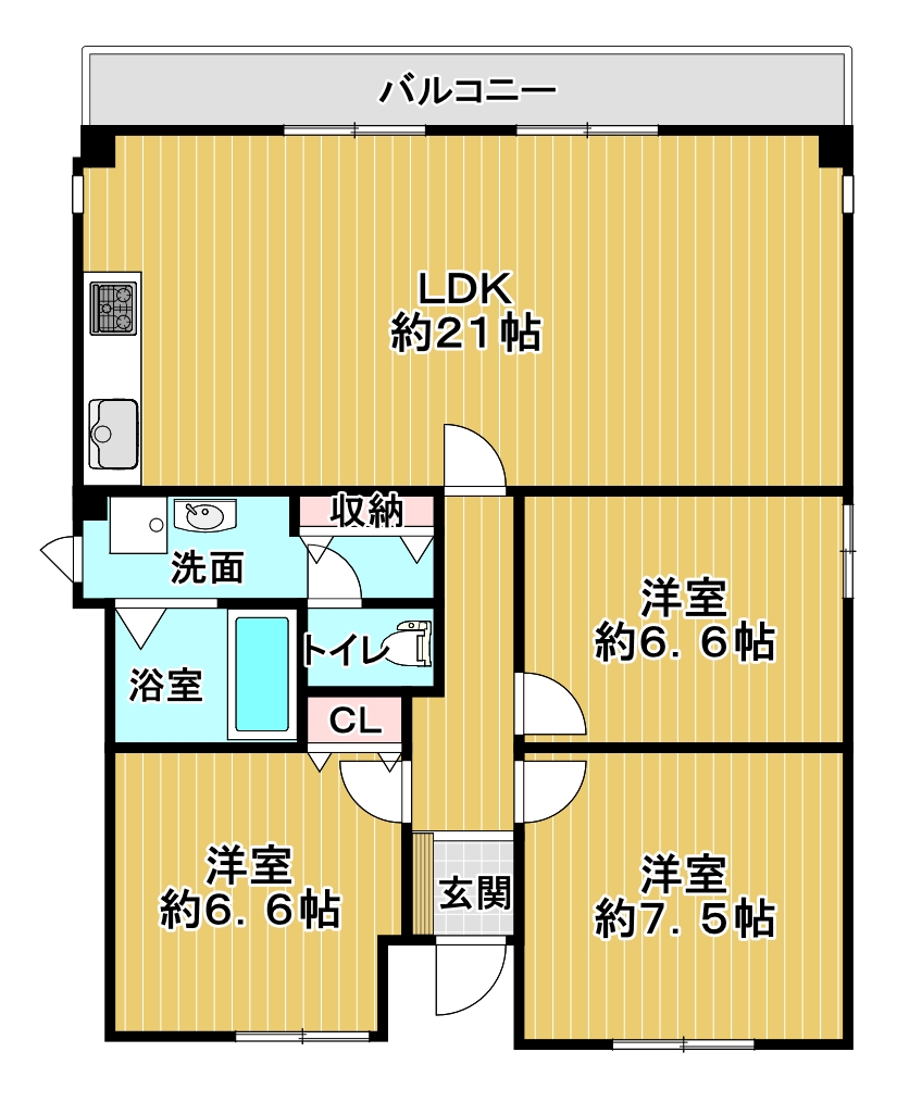 堺市西区浜寺船尾町西のマンションの間取り