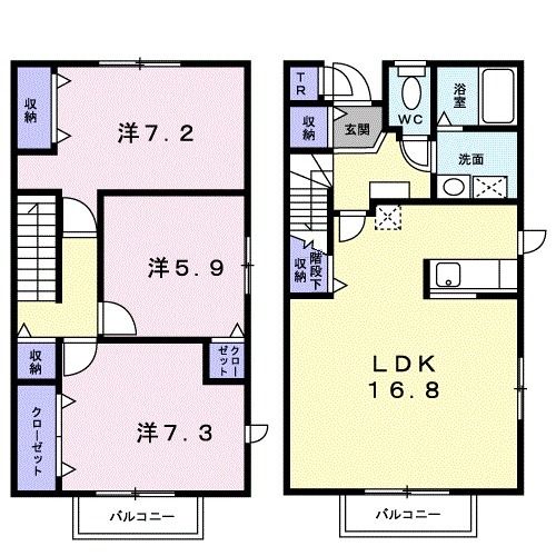 札幌市厚別区青葉町のアパートの間取り