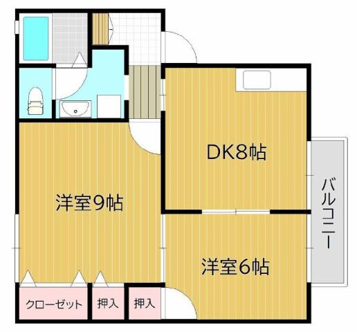 岡山市北区白石のアパートの間取り