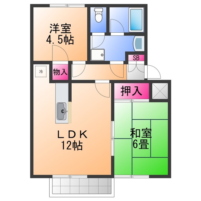 泉佐野市泉ケ丘のアパートの間取り