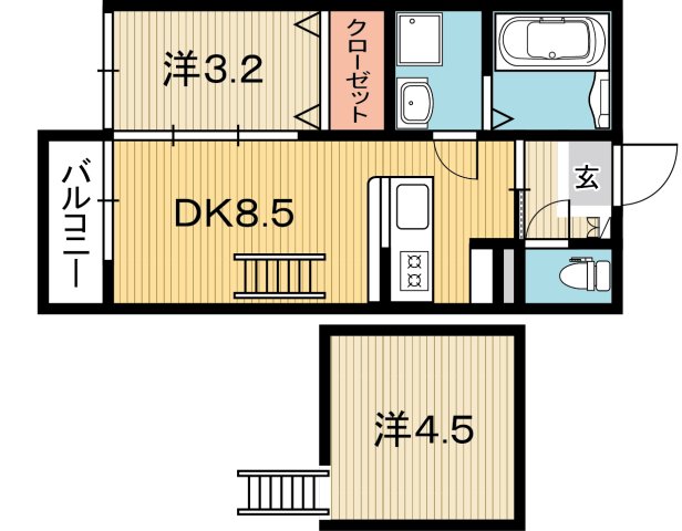 高知市桜井町のアパートの間取り