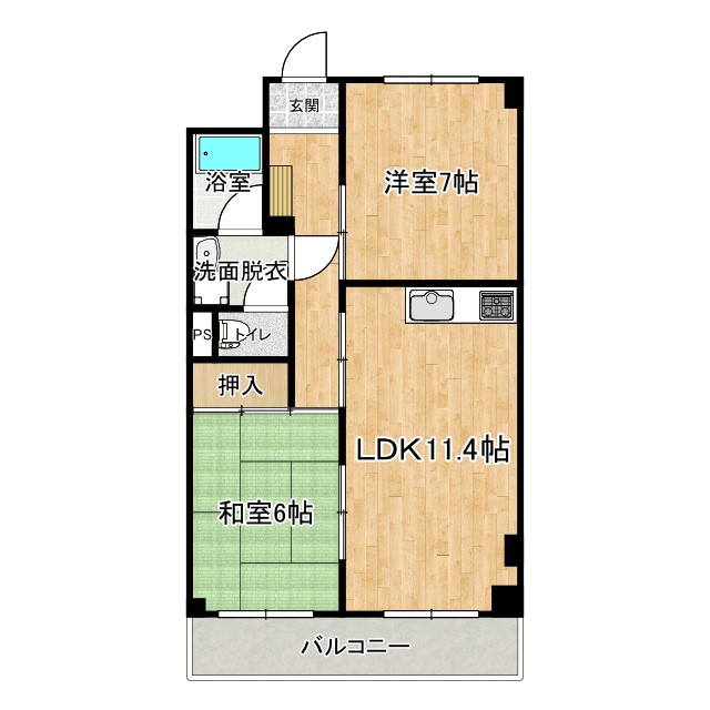 高知市介良のマンションの間取り