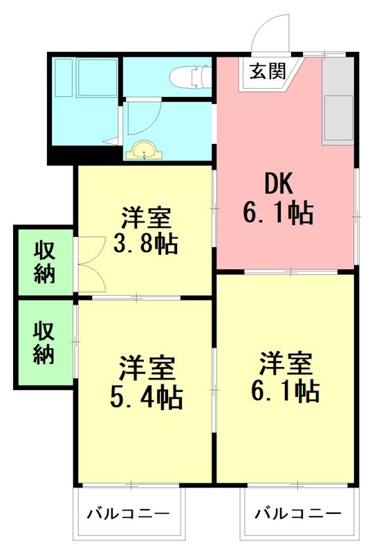 秦野市南矢名のアパートの間取り