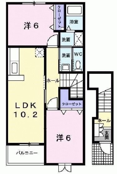 南丹市園部町横田のアパートの間取り