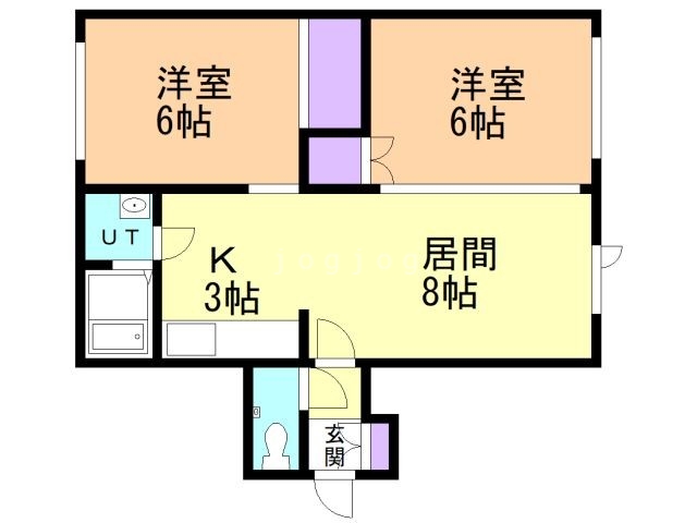 札幌市西区八軒八条東のアパートの間取り