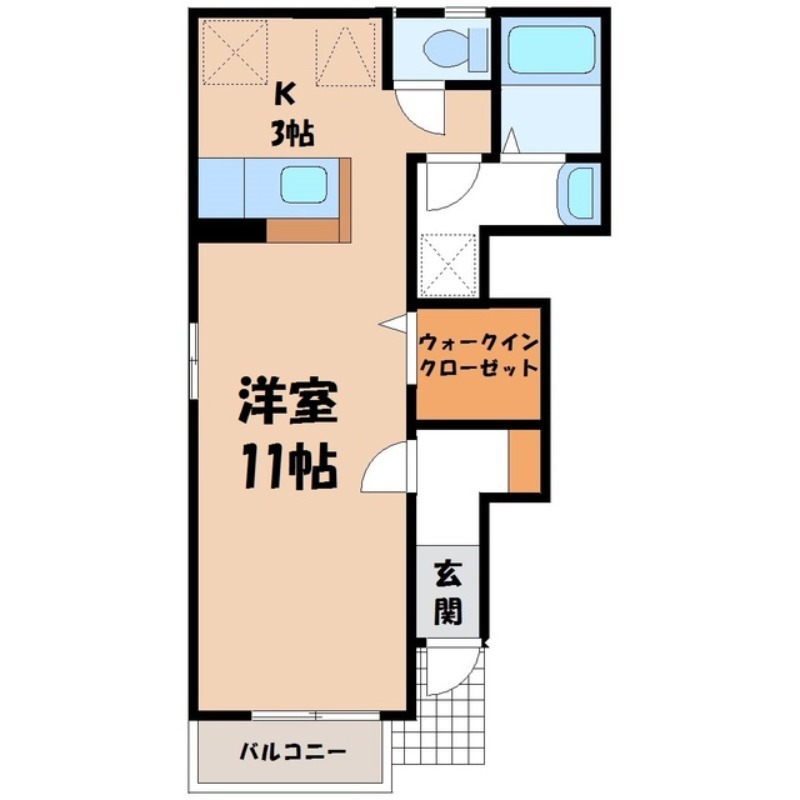 古河市鴻巣のアパートの間取り