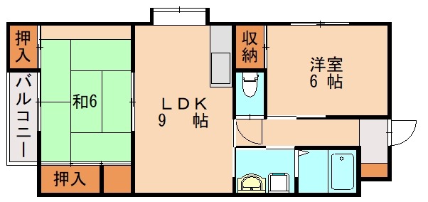 福津市中央のアパートの間取り