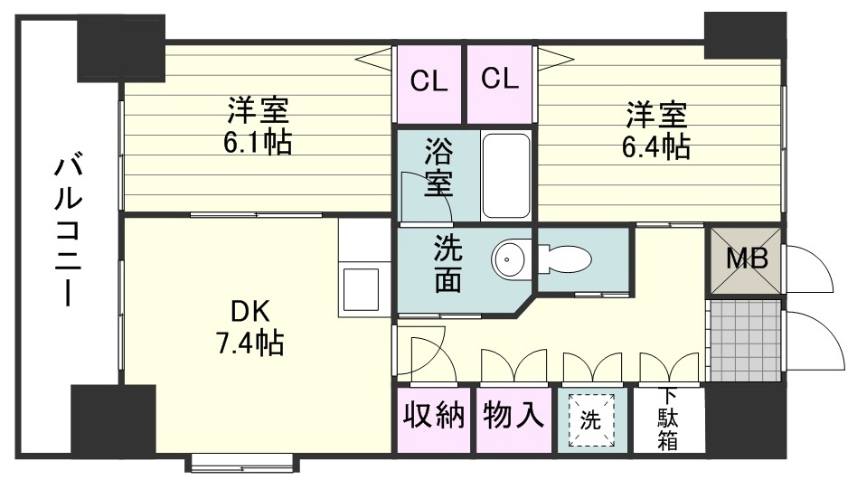 鹿児島市加治屋町のマンションの間取り