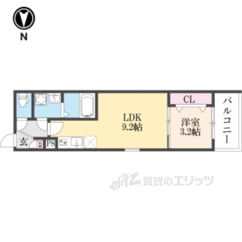 京都市右京区梅津尻溝町のアパートの間取り