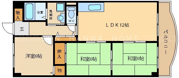 近鉄大阪線 河内山本駅 徒歩14分 6階建 築33年の間取り写真