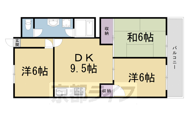ＪＲ山陰本線 太秦駅 徒歩12分 3階建 築43年の間取り写真