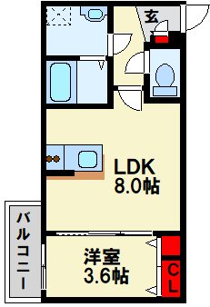 ＪＲ鹿児島本線 九州工大前駅 徒歩8分 3階建 築1年の間取り写真
