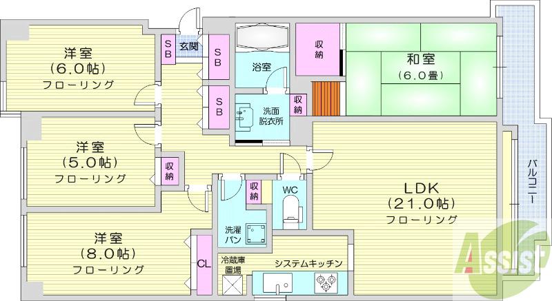 地下鉄東西線 西２８丁目駅 徒歩7分 11階建 築29年の間取り写真