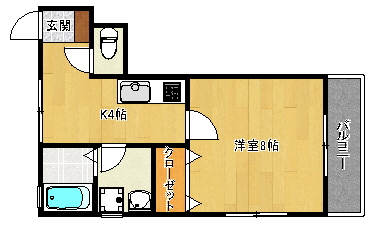 田辺市稲成町のアパートの間取り