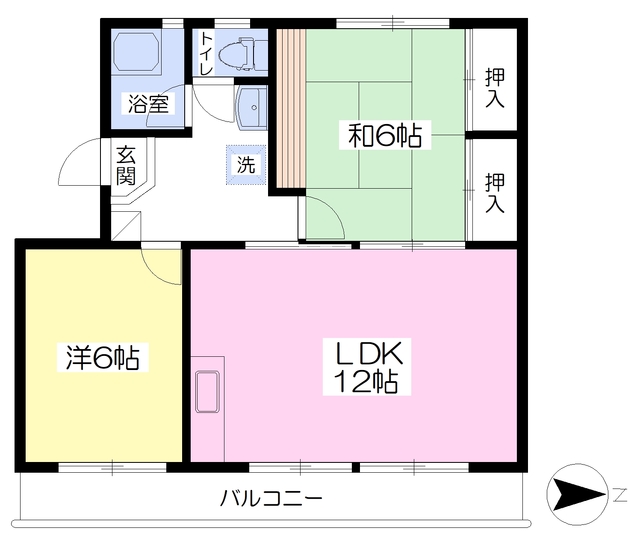 松山市余戸東のマンションの間取り