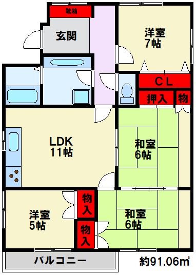 ブロッサム大浦の間取り