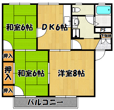 明石市和坂のアパートの間取り