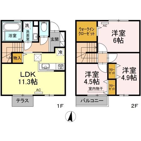 倉敷市白楽町のアパートの間取り