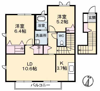 倉敷市中島のアパートの間取り