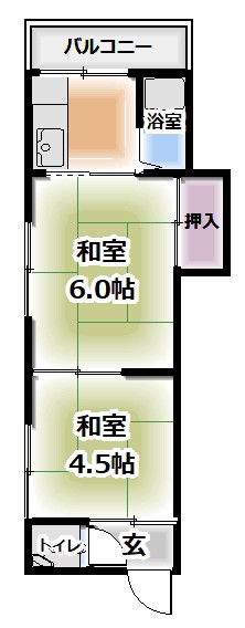 四條畷市岡山のアパートの間取り