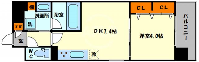 【大阪市福島区海老江のマンションの間取り】