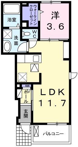 姫路市香寺町広瀬のアパートの間取り