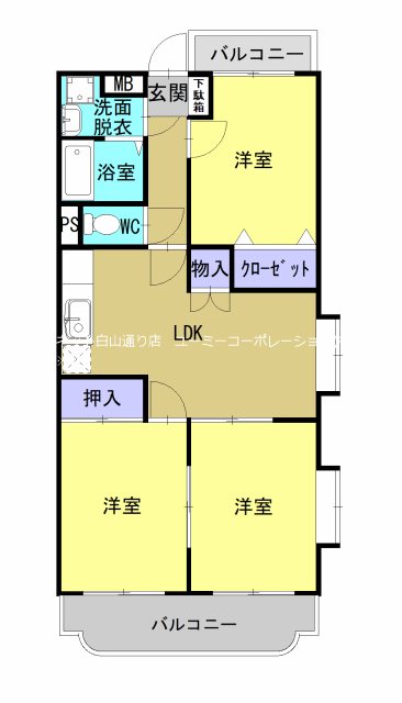 熊本市南区八分字町のマンションの間取り