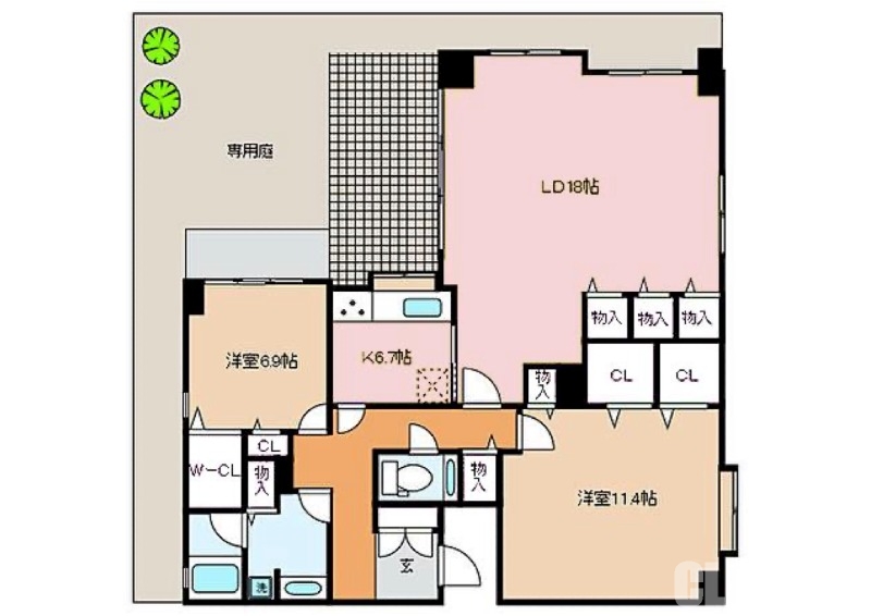 【神戸市東灘区御影中町のマンションの間取り】