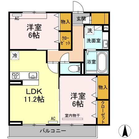 D-room　IXI　369　B館の間取り