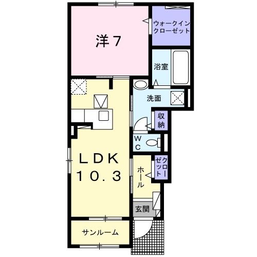 糟屋郡宇美町宇美中央のアパートの間取り