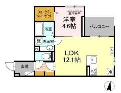 倉敷市美和のアパートの間取り